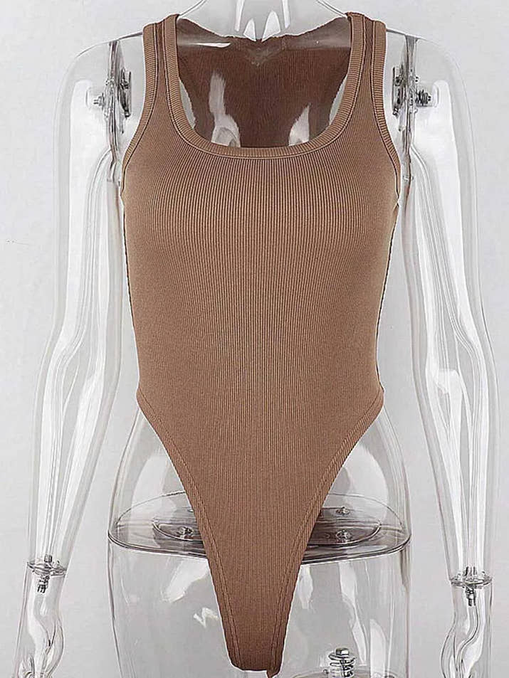 Sleeveless Knit Bodycon Bodysuit – Off-Shoulder Halter Top for Women’s Summer Streetwear & Club Outfits