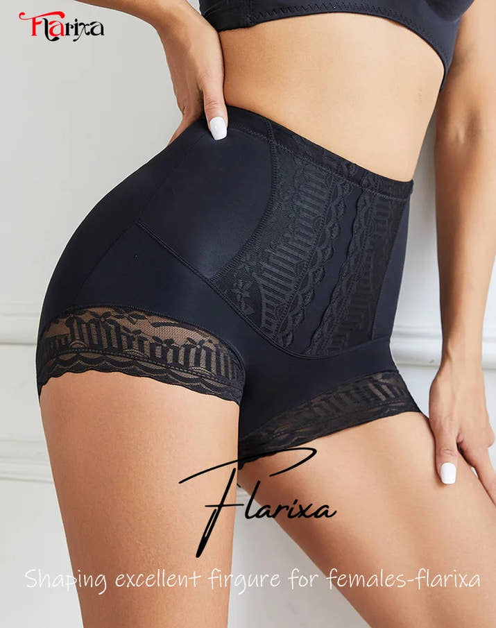 Flarixa Tummy Control Shapewear Shorts – High-Waist Lace Slimming Panties for Women