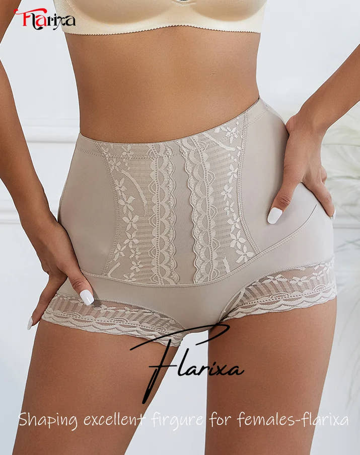 Flarixa Tummy Control Shapewear Shorts – High-Waist Lace Slimming Panties for Women