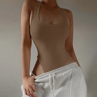 Sleeveless Knit Bodycon Bodysuit – Off-Shoulder Halter Top for Women’s Summer Streetwear & Club Outfits
