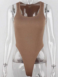 Sleeveless Knit Bodycon Bodysuit – Off-Shoulder Halter Top for Women’s Summer Streetwear & Club Outfits