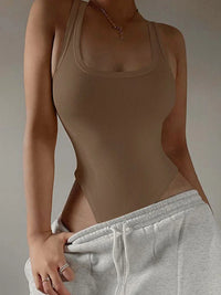 Sleeveless Knit Bodycon Bodysuit – Off-Shoulder Halter Top for Women’s Summer Streetwear & Club Outfits